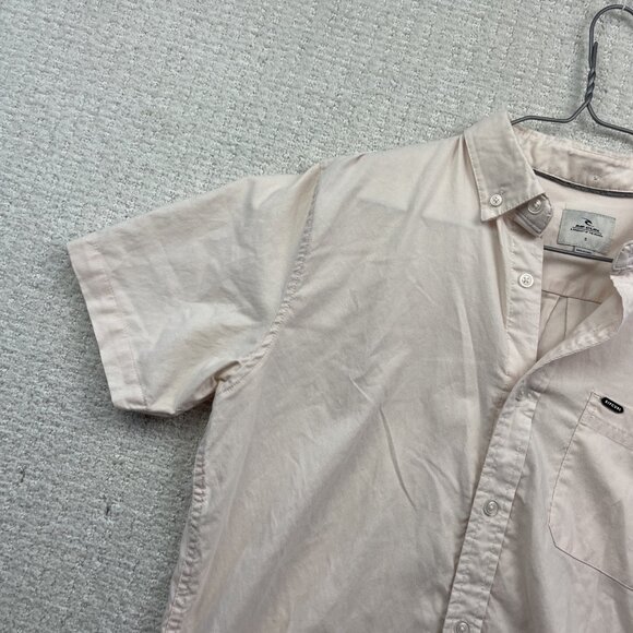 Rip Curl Shirt Casual Button-Up Short Sleeve Men Size S Standard Fit Light Pink - Picture 2 of 14